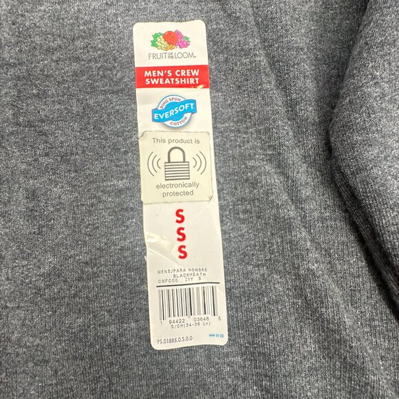 NEW! Mens Fruit of The Loom Sweater Grey/ Black Heather Cotton Blend Small - Picture 3 of 11